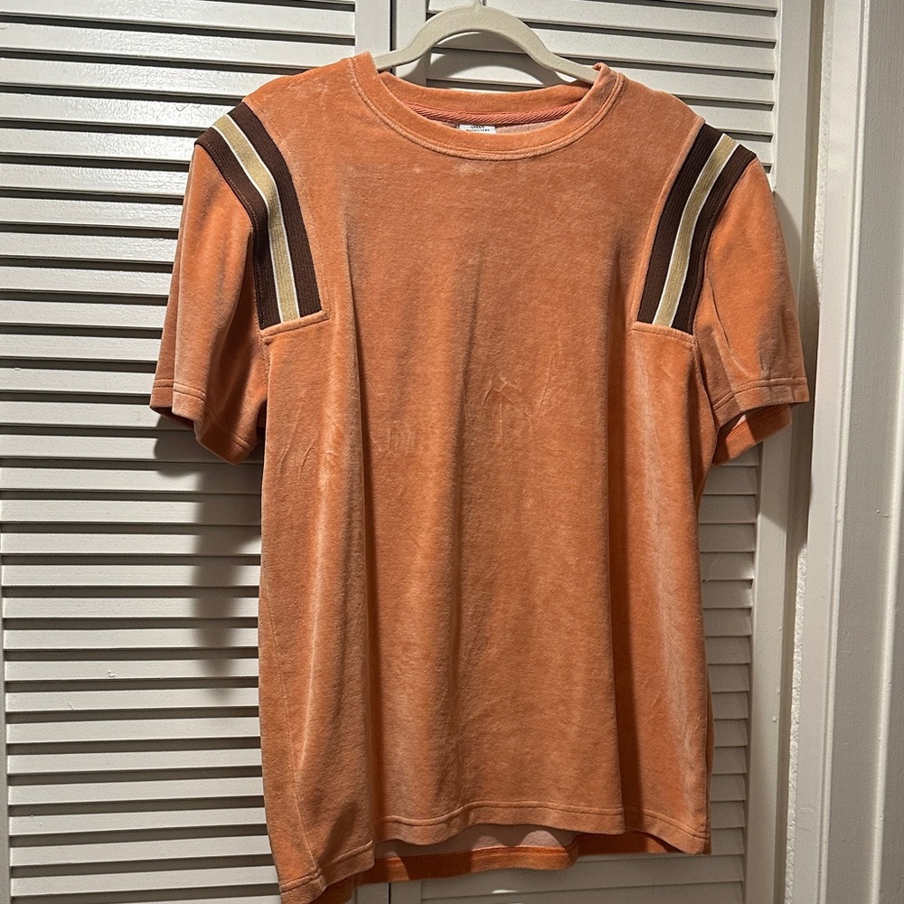 Urban Outfitters Orange Tee with Striped Shoulders